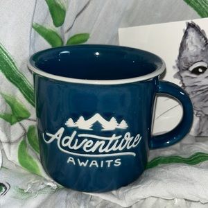 Dark Teal Adventure Awaits Stoneware mug - Crofton - 12.5 oz. Not microwave safe